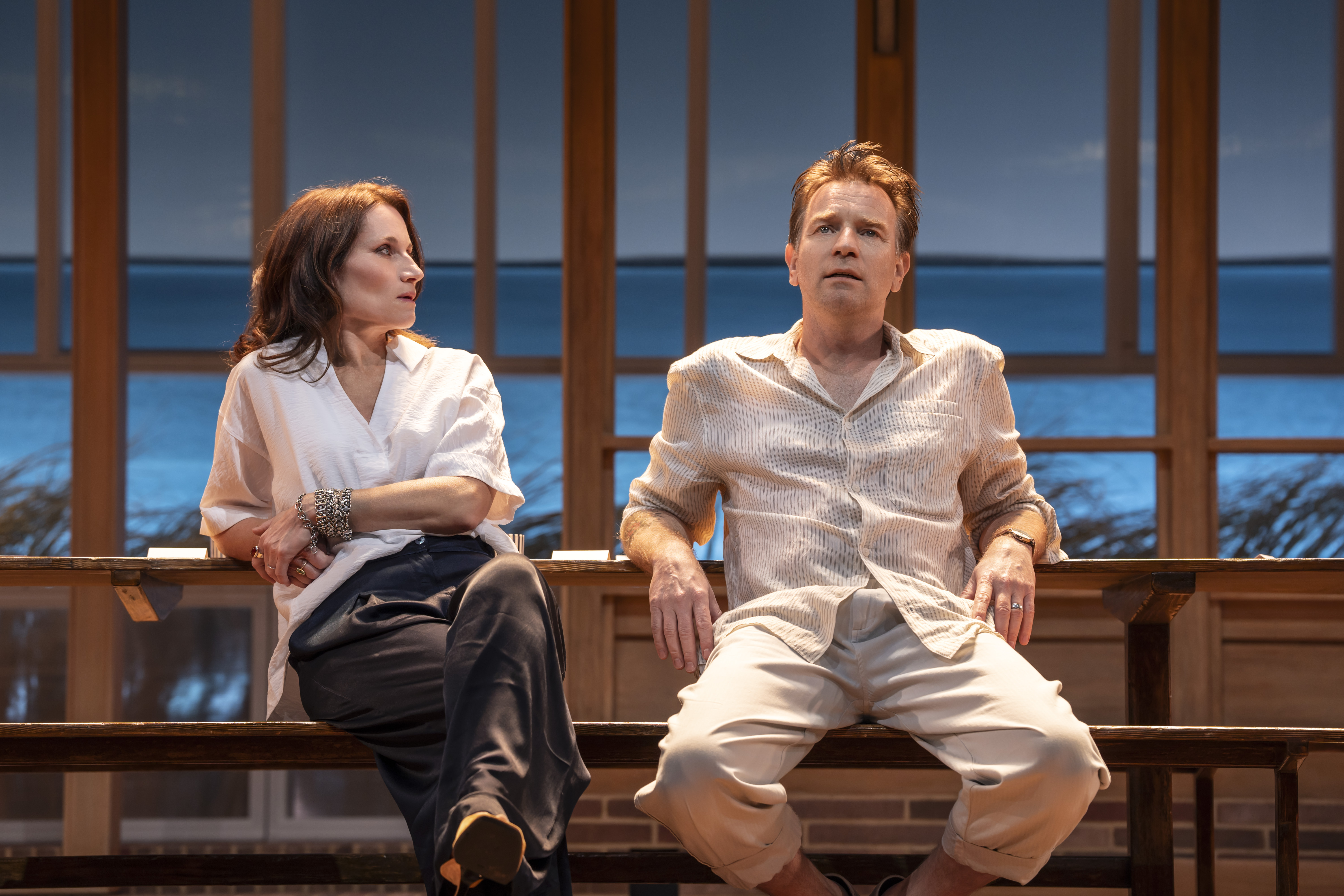 Kate Fleetwood (Elena Solness), Ewan Mcgregor (Ewan Mcgregor). Photo By Johan Persson